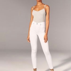 Abercrombie & Fitch Simone Hight Rise Skinny Ankle Jeans, White, Size 6 Long